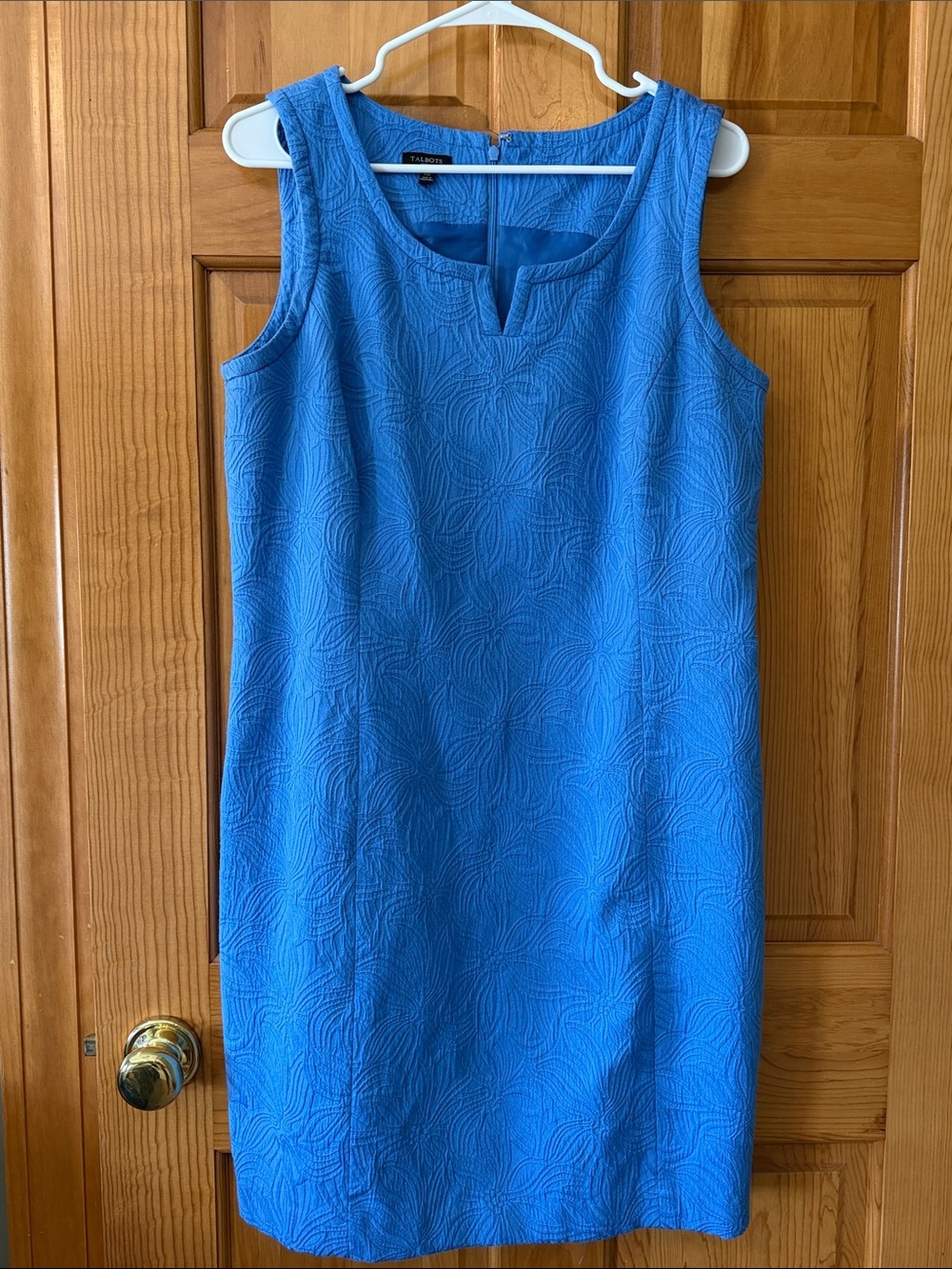 Talbots Blue Textured Sleeveless Shift Dress